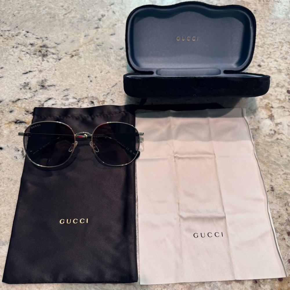 Gucci GG1142S Gold and Black Round Sunglasses women GG - Picture 3 of 16